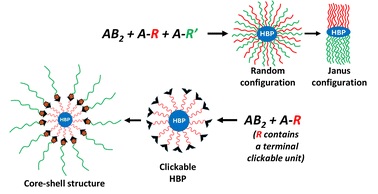 Revisiting AB2 + A-R copolymerization: direct access to Janus and peripherally clickable hyperbranched polyesters