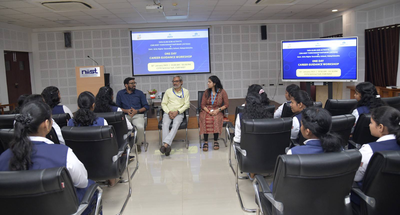 CSIR-NIIST Jigyasa, in partnership with TATA Elxsi CSR, conducted a one-day Career Guidance Workshop for students of Govt. Girls HSS, Malayinkeezhu.