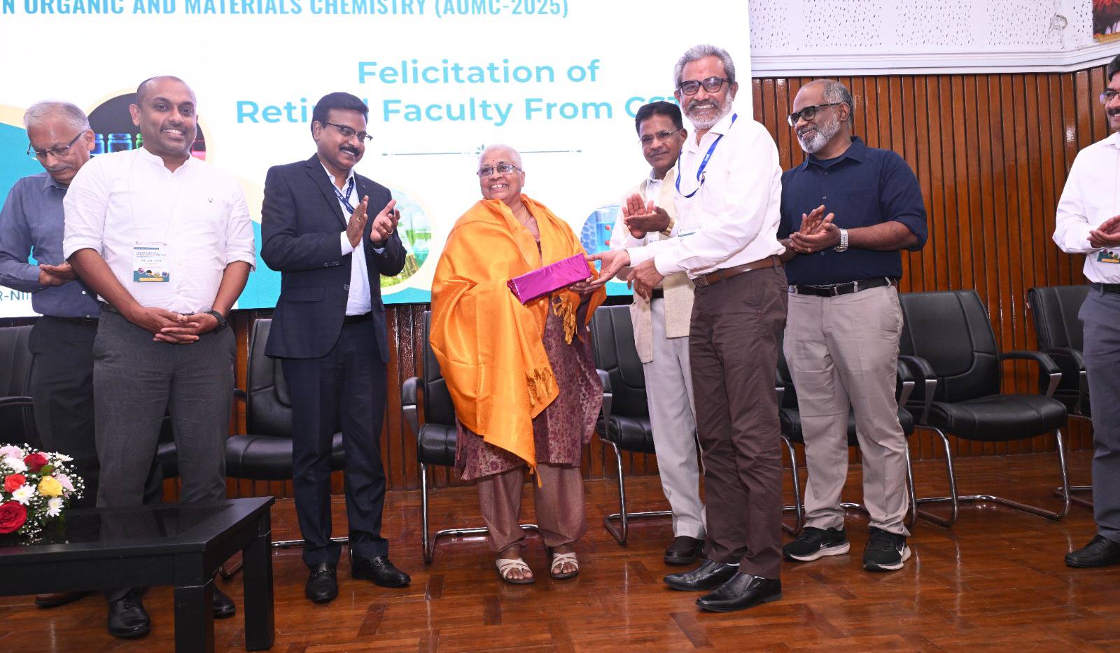 As part of the Golden Jubilee Conclave and the National Conference on Advances in Organic and Materials Chemistry (AOMC 2025), CSIR-NIIST proudly honoured the retired staff members of the Chemical Sciences and Technology Division