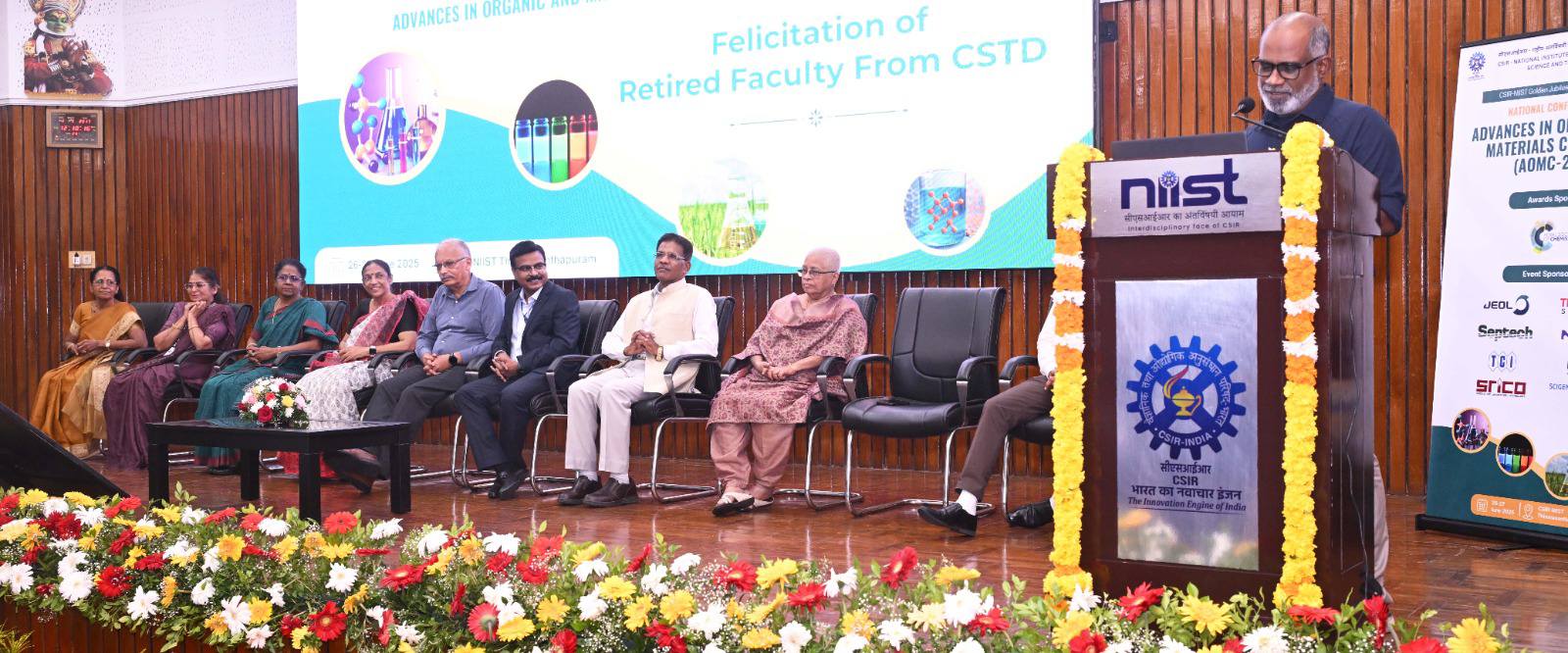 As part of the Golden Jubilee Conclave and the National Conference on Advances in Organic and Materials Chemistry (AOMC 2025), CSIR-NIIST proudly honoured the retired staff members of the Chemical Sciences and Technology Division