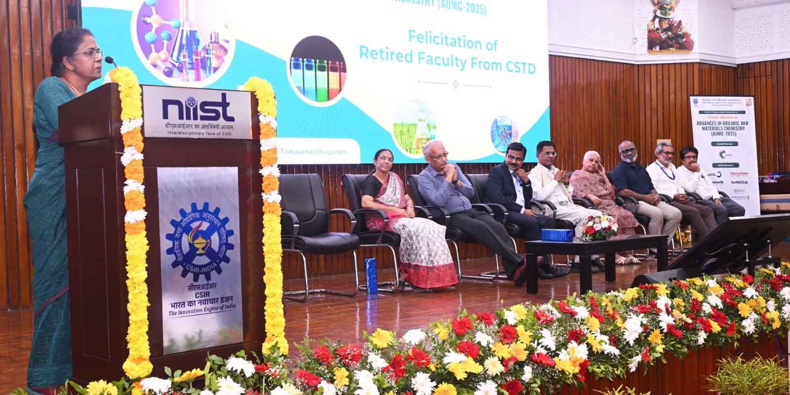 As part of the Golden Jubilee Conclave and the National Conference on Advances in Organic and Materials Chemistry (AOMC 2025), CSIR-NIIST proudly honoured the retired staff members of the Chemical Sciences and Technology Division