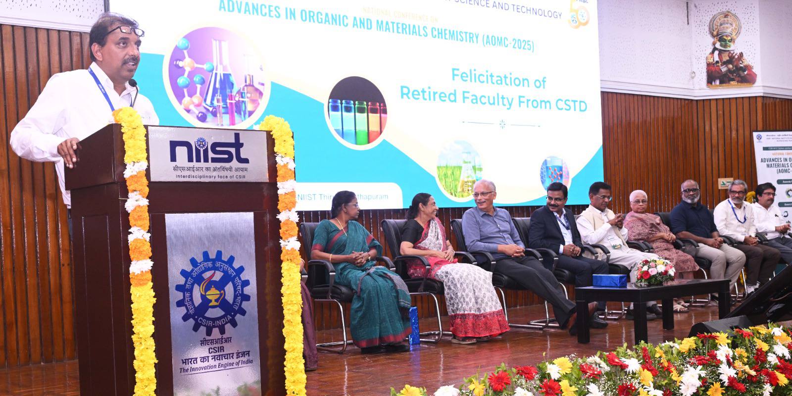 As part of the Golden Jubilee Conclave and the National Conference on Advances in Organic and Materials Chemistry (AOMC 2025), CSIR-NIIST proudly honoured the retired staff members of the Chemical Sciences and Technology Division