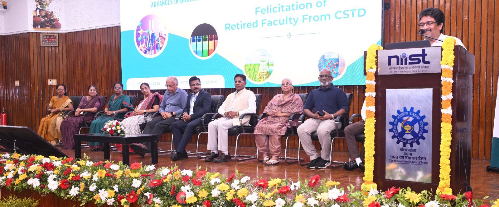 As part of the Golden Jubilee Conclave and the National Conference on Advances in Organic and Materials Chemistry (AOMC 2025), CSIR-NIIST proudly honoured the retired staff members of the Chemical Sciences and Technology Division