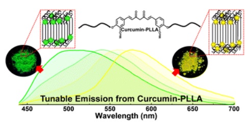 Impact of polymer chain packing and crystallization on the emission behavior of curcumin-embedded poly(l-lactide)s